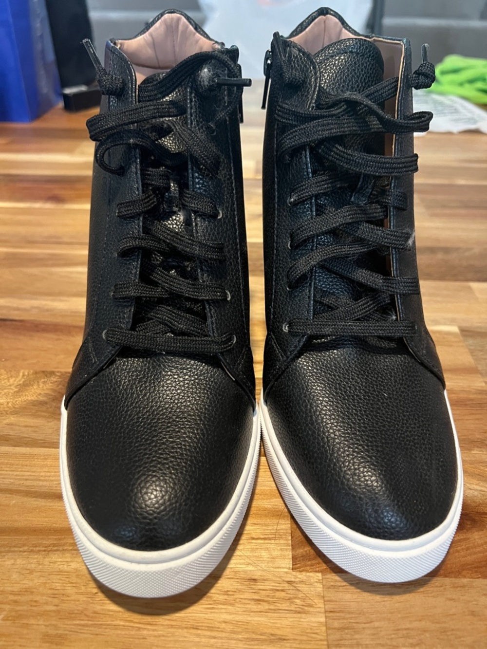 Paolo Black Wedge Sneakers with White Sole
